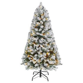 Christmas Tree, 4ft Prelit Flocked Artificial Tree, Full Holiday Xmas Deco Trees with 120 Warm White LED Lights