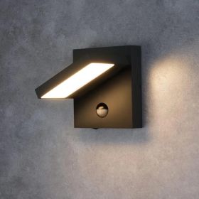 Inowel Wall Light Outdoor Motion Sensor Wall Lamp Modern Wall Sconce Lantern Fixture For Porch Front Door 32135 (Option: Black)