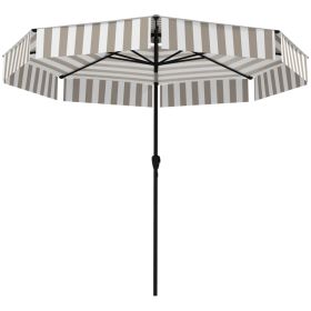 8.6FT Patio Umbrella,  Outdoor Market Umbrella, 2-Tier Vented Patio Table Umbrella With Crank 8 Ribs, Tiltable Porch Umbrella For Garden Deck Poo (Option: Light Gray)