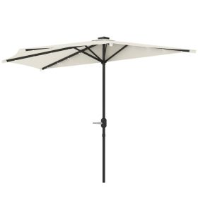 Half Outdoor Patio Umbrella,  Small Vented Half Patio Umbrella With Crank 8 Ribs For Balcony Porch Garden Deck Poolside, Cream White (Option: Cream White)