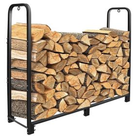 1Pc Firewood Log Rack 2500LBS Iron Wood Lumber Storage Stacking Rack 4.03ft Heavy Duty Pile Lumber Storage Holder For Fireplace Firepit (Option: Black)