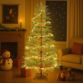 6 Feet Artificial Full Christmas Tree Includes LED Lights And Metal Stand, 612 Tips Full Tree,Xmas Decoration (Option: Green)