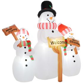 6.1' Inflatable Three Snowmen with Sign Each, Blow-Up Outdoor Christmas Display w/ LED Lights for Party (Option: White-300x300x145 mm)