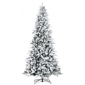 9 Foot Pine Snow Flocked Artificial Christmas Tree with 616 Realistic Cedar Branches, Auto Open, Home Holiday Decoration, Green (Option: Green-1420x425x470 mm)