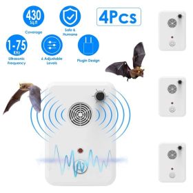 4Pack Plug In Ultrasonic Bat Repellent Indoor Bird Mouse Deterrent Device With 6 Adjustable Levels For Attic Garage Kitchen Warehouse (Option: 4PcsSet)