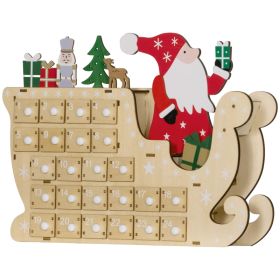 Wooden Christmas Advent Calendar with 24 Countdown Drawers, Reusable Holiday Decor Xmas Gift for Kids Adults, Natural (Option: Natural Wood-430x380x100 mm)