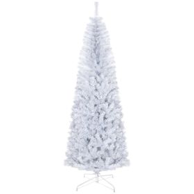 7 FT Artificial Christmas Tree Pencil Xmas Tree with Stand, 818 Tips, Holiday Home Indoor Decoration for Party, White (Option: White-980x270x290 mm)